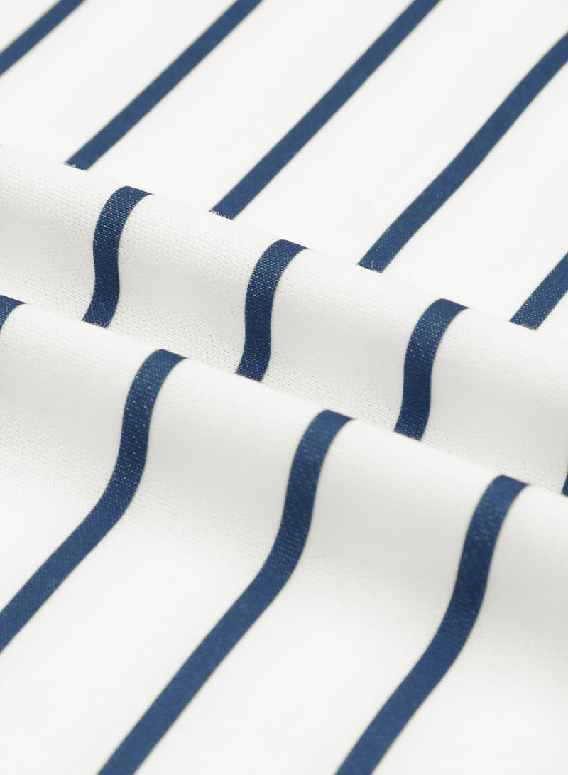 Striped Print Ribbed Trim Long Sleeve Top