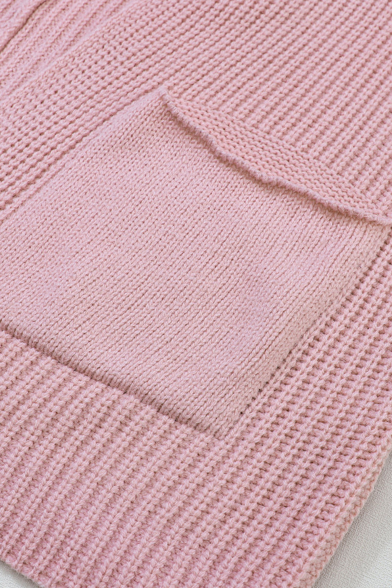 Pink Oversized Fold Over Sleeve Sweater Cardigan