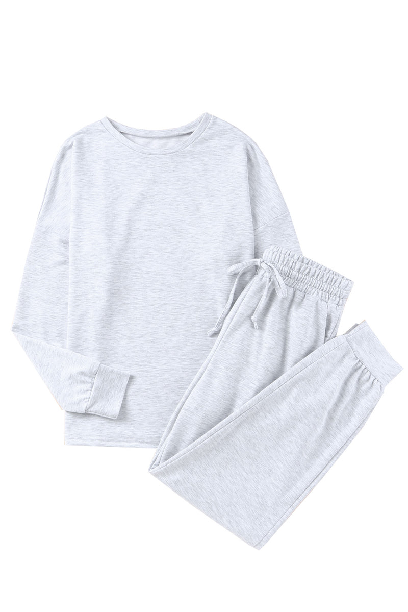 Gray Long Sleeve Pullover and Jogger Pants Lounge Set