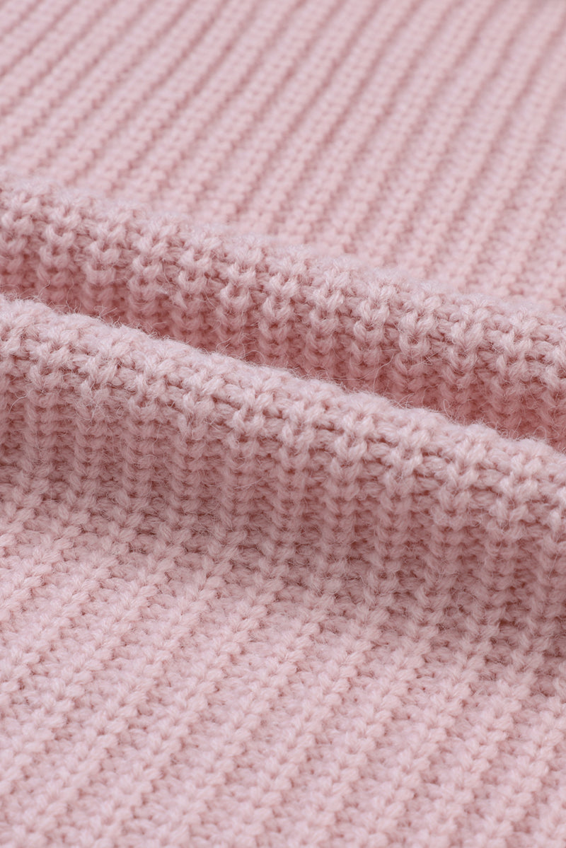 Pink Oversized Fold Over Sleeve Sweater Cardigan