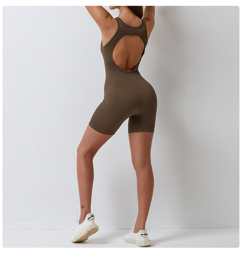 Seamless one piece yoga suit Women's high elastic one piece tight fitting one piece suit Air back yoga suit