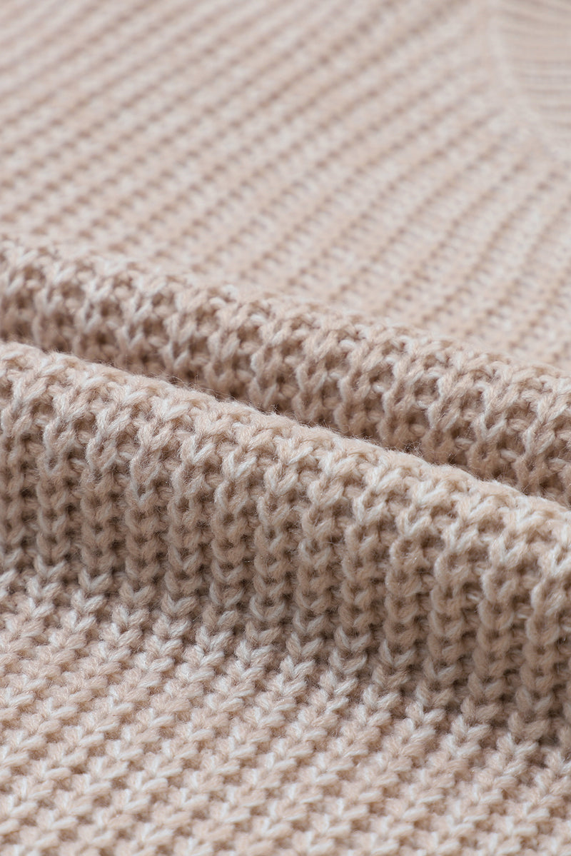 Parchment Cable Knit Sleeve Drop Shoulder Sweater