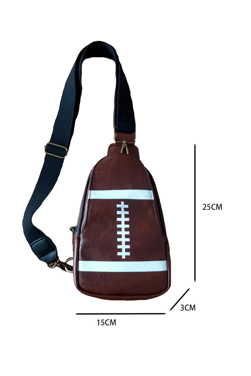 Brown Rugby PU Mini Crossbody Bag