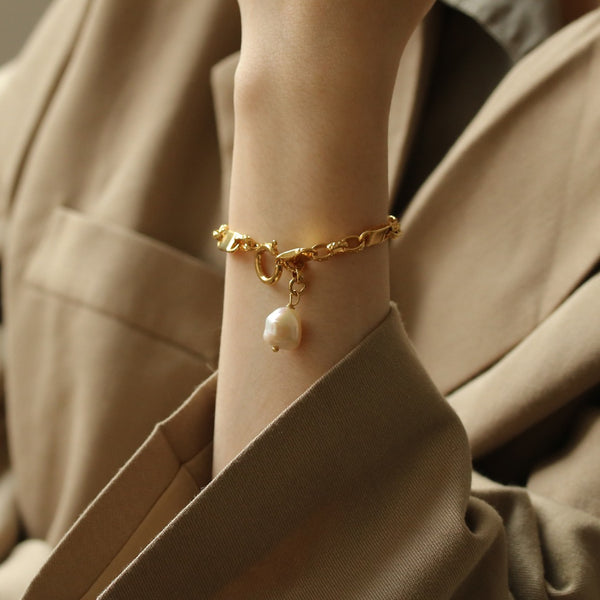 Pearl Drop Chain Bracelet