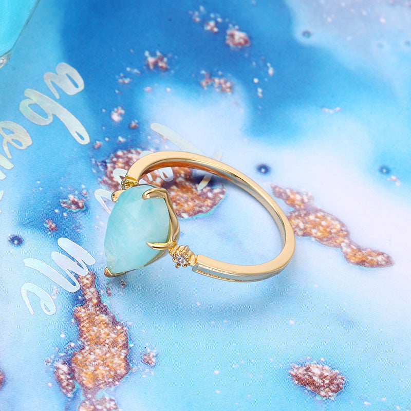 Greece Muse Amazonite Gold Vermeil Ring
