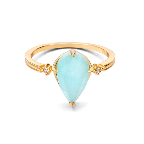 Greece Muse Amazonite Gold Vermeil Ring