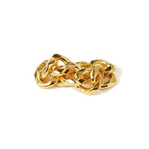 Minimalist Wide Chain Ring|18k Gold Plated Brass Ring