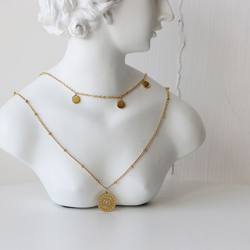 Senset Layered Zircon Gold Necklace