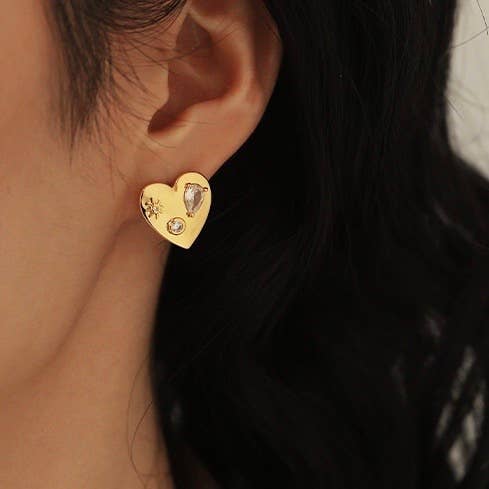 Heart Zircon Earring