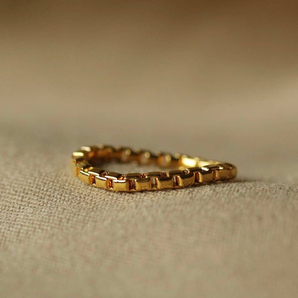Minimalist Soft Chain Ring|18k Gold Plated Brass Ring