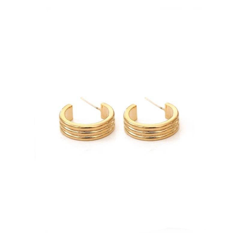 C-Shaped Three layers Earring | 18k gold plated Brass