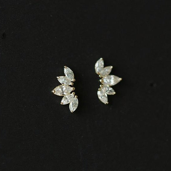 Angle Crystal Gold Vermeil Earring