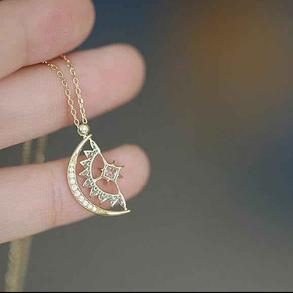 Moon and Star Gold Vermeil Necklace