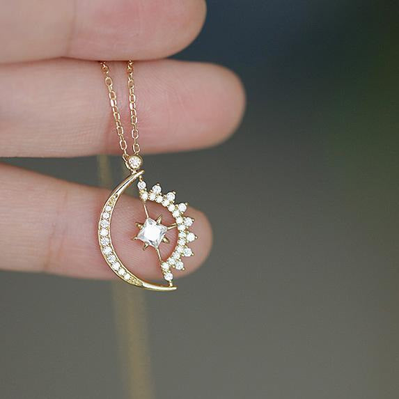 Moon and Star Gold Vermeil Necklace