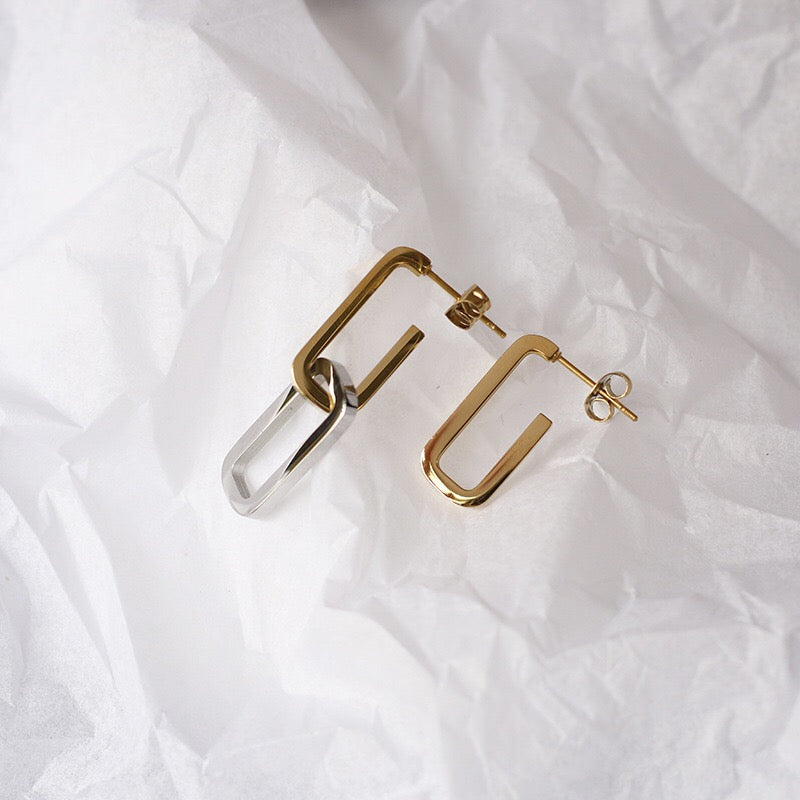 Gold and Silver Chain Earring