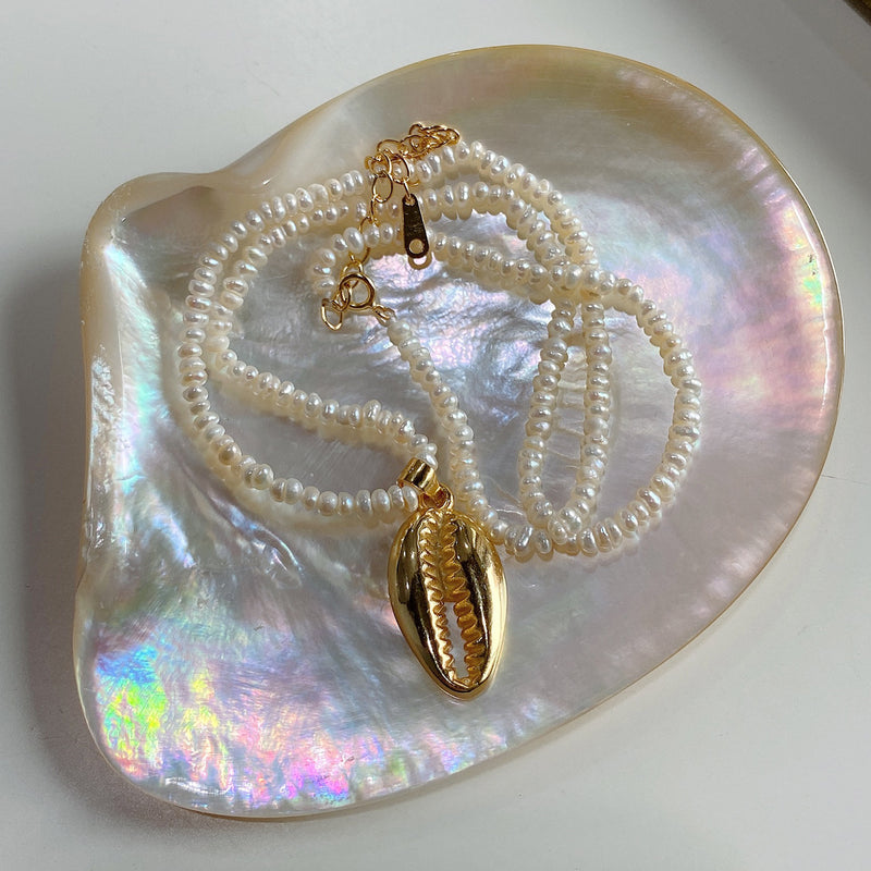 Shell Gold Vermeil Pearl Chain Necklace