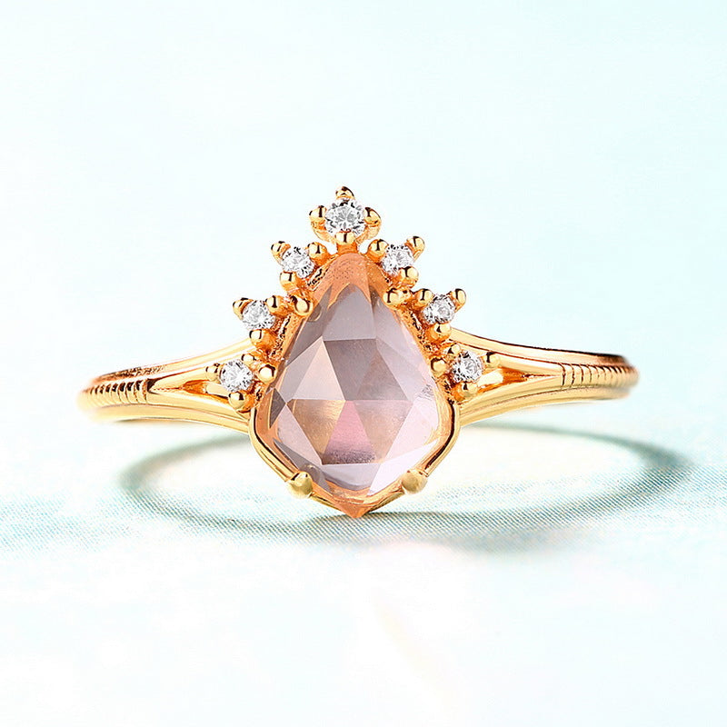 Apricot Rose Quartz Gold Vermeil Ring