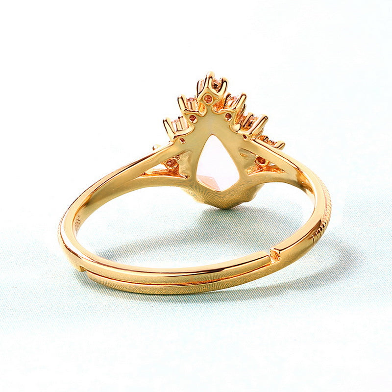 Apricot Rose Quartz Gold Vermeil Ring