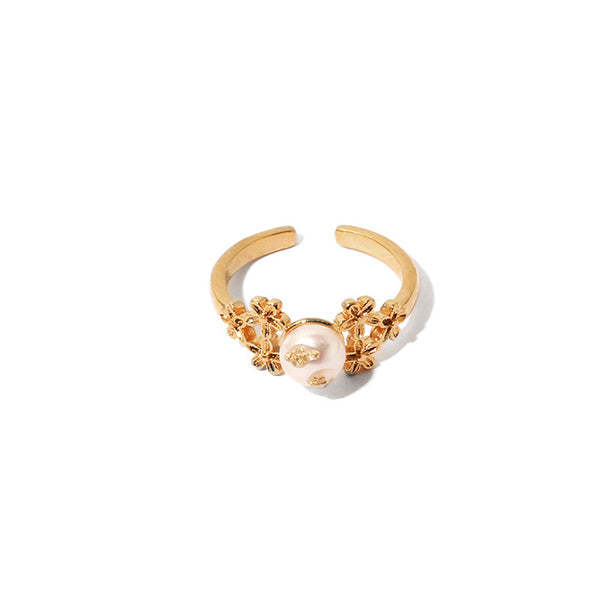Floral Pearl Open Ring
