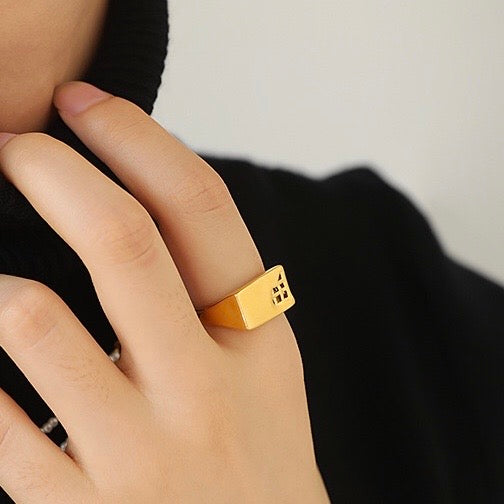 Personality Hollow Ring |18k Gold Plated Brass Ring