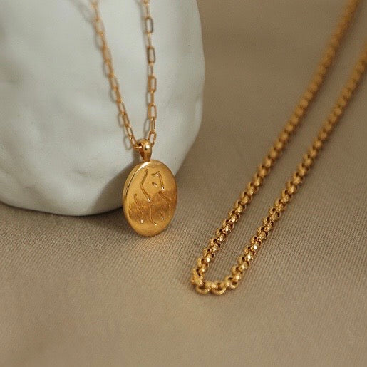 Minimalist Line Carving Necklace|18K Gold Plated brass