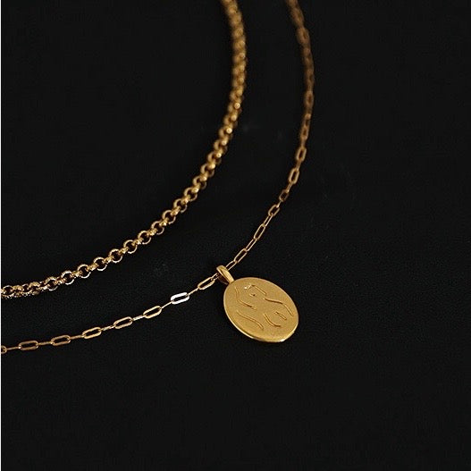 Minimalist Line Carving Necklace|18K Gold Plated brass