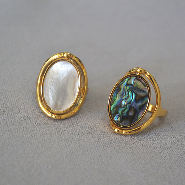 Abalone Shell Double Side Ring