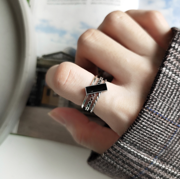 Black Fashion Sterling Silver Ring