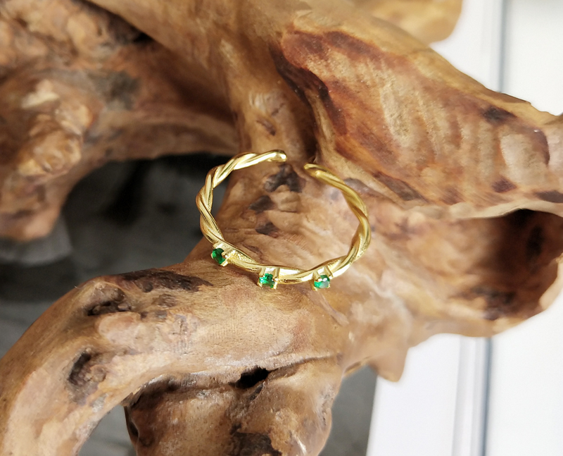 Emerald Gold Vermeil Open Ring