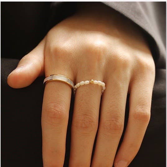 White Shell Band Ring