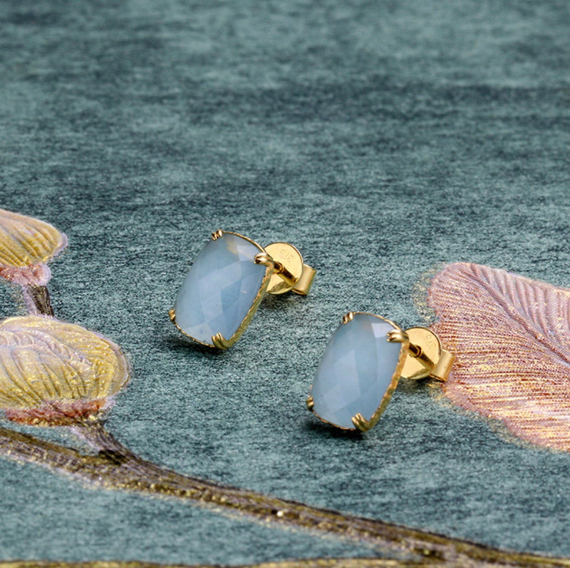 Ocean Blue Aquamarine Gold Vermeil Earring